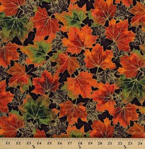 Cotton Autumn Leaves Metallic Gold Shades of the Season Fabric Print BTY D513.72 - £11.12 GBP