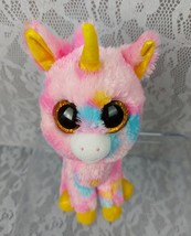 Ty FANTASIA Unicorn Pink Blue Pony Beanie Boos 7&quot; Plush Stuffed Animal Toy 2018 - £5.79 GBP