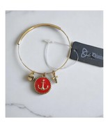 Adjustable Nautical Anchor Bangle Bracelet Red Enamel - $19.17 CAD