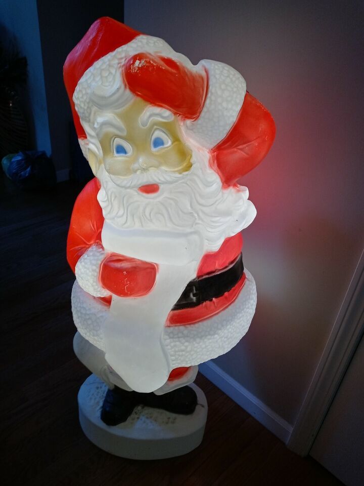 Vintage Union Products 43&quot; BLOW MOLD Lighted Santa Claus with List LOCAL... - $89.95