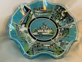 Walt Disney World Magic Kingdom Scalloped Souvenir Glass Ashtray Candy D... - $18.49