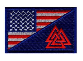 USA Flag Valknut Viking Valhalla Odin Hook Patch (BLU) - £5.58 GBP