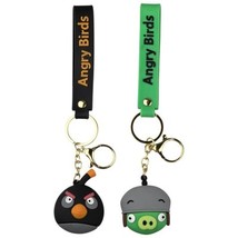 Angry Birds 3D Character Keychains 2&quot; Corporal Pig &amp; Bomb Black Bird - $361.25 MXN