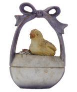 Vintage Easter Lefton Porcelain Egg Basket Purple Bow Trinket Box 4139 - $284.91 MXN