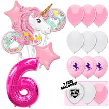 Pretty In Pink Unicorn Deluxe Balloon Bouquet - Pink Number 6 - £26.37 GBP