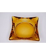 Vintage Amber Glass Square Ashtray 4&quot; x 4&quot; - $12.86