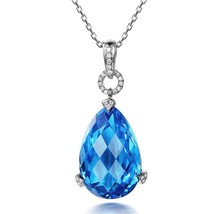 Fine Jewelry Women&#39;s Solid 14K White Gold Diamond Blue Pear Topaz Gemsto... - $734.99
