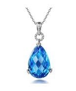 Fine Jewelry Women&#39;s Solid 14K White Gold Diamond Blue Pear Topaz Gemsto... - $998.37 CAD