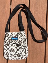 KAVU Crossbody Pocket Bag Purse Flower Print Adjustable Strap Brown White - £11.86 GBP