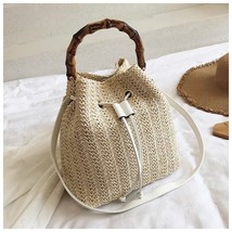 2023  Summer Bag  Straw Knited Women Bucket  Bags Vacation Holiday Beach Tote Fe - £139.50 GBP