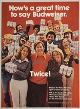 1983 Print Ad Budweiser Beer People Hold Six Packs of Bud Cans - £13.84 GBP