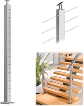 Stair Post 42&quot;x2&quot;x2&quot; for 25-35 Degrees Stairway Adjustable Top Cable Railing - £29.79 GBP