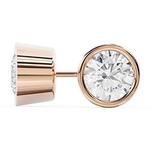 Brilliant Round Cut Solitaire Diamond Stud Earrings | Bezel Setting | 18k Rose G - £632.18 GBP