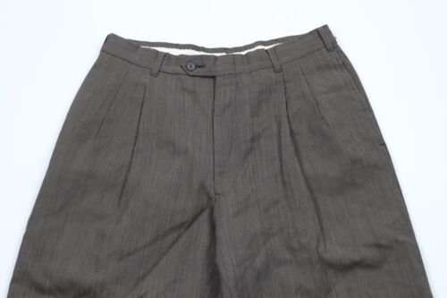 Vtg 70s Pierre Cardin Mens 29x26 Distressed Wool Striped Wide Leg Chino Pants Item image 2
