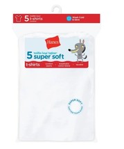 Hanes Toddler Boys&#39; Tagless White Super Soft T-Shirts, Pack of 5, Size 2T-3T - £11.76 GBP