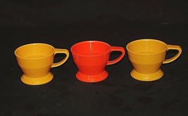 Old Vintage Set of 3 Solo Cozy Gold &amp; Orange Coffee Tea Cup Holders Camp... - £10.11 GBP