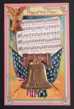 Flag of the Free Liberty Bell Patriotic Song Series Gold Embossed Postcard 1911 - £6.30 GBP