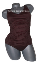 NWT DKNY swimsuit S ruched shirred tankini  Donna Karan 2PC flattering brown - £44.42 GBP