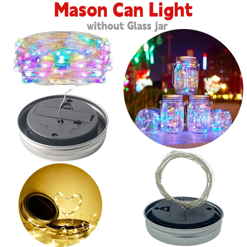 LED Solar Fairy Light for Mason Jar Lid Garden Christmas Outdoor Wedding Decor - £8.50 GBP+