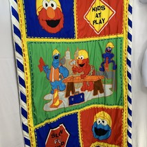 Sesame Street Crib Toddler Size Comforter Construction Elmo Cookie Monster Vtg - $14.95