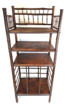 Antique Dark Stain Bamboo Etagere Stand 44&quot; Tall 4 Tier Book Shelf Chino... - £387.00 GBP