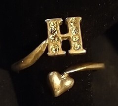 Cute ring with letter &quot;H&quot; and a little heart.  Adjustable  925 - £2.37 GBP
