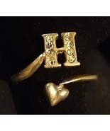 Cute ring with letter &quot;H&quot; and a little heart.  Adjustable  925 - £2.40 GBP