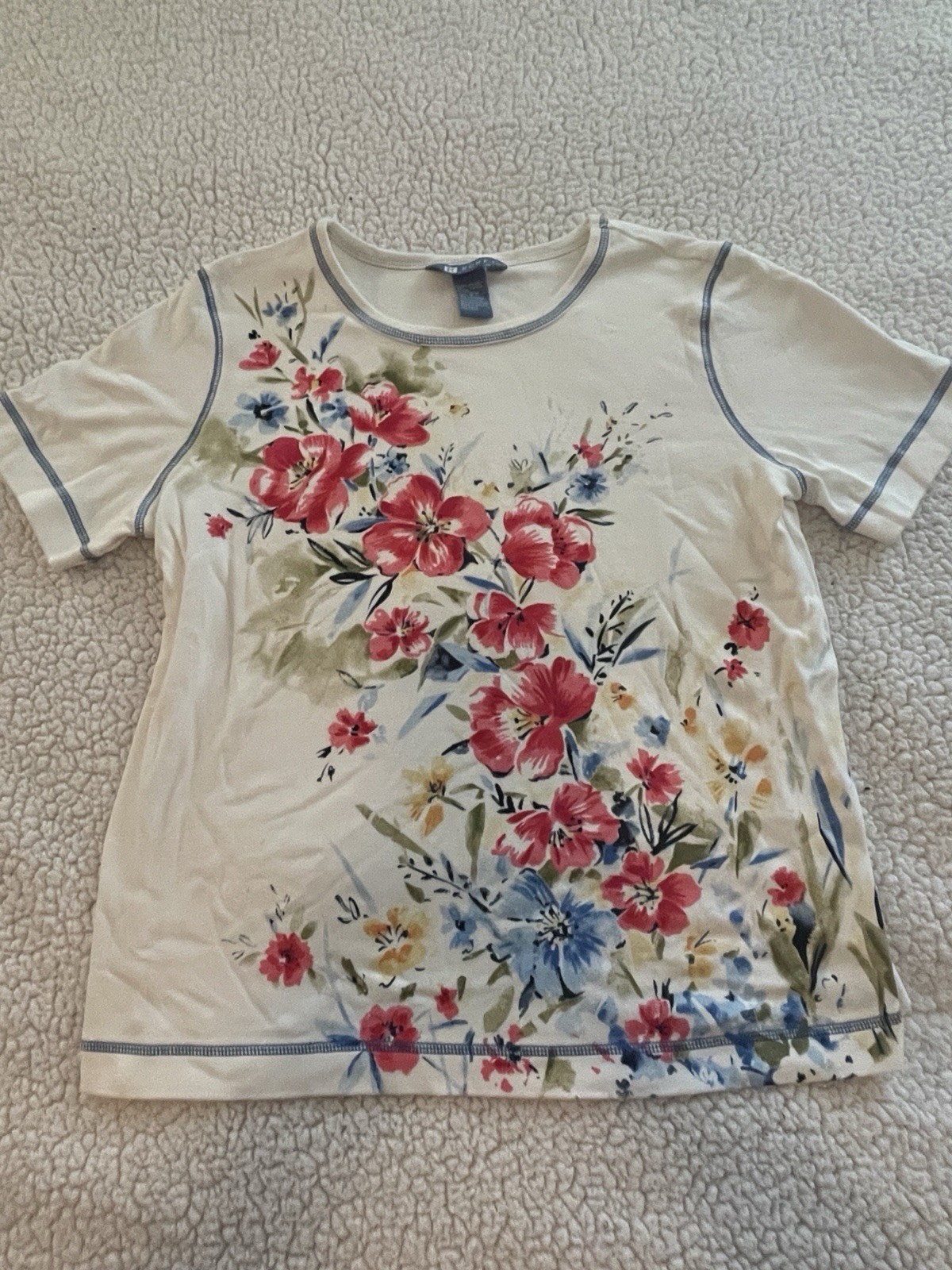 Vintage Koret Womens Multicolor Floral Casual T Shirt Size Small - $12.00