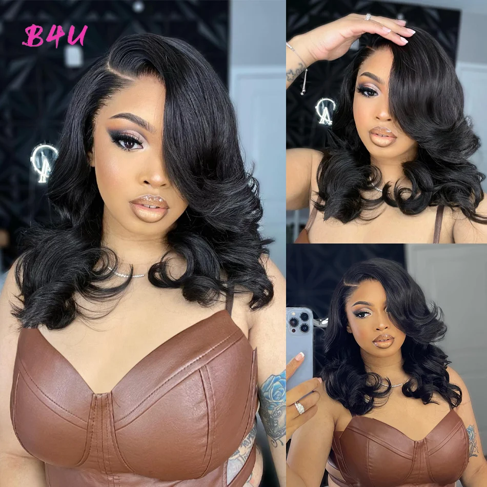 Wear and Go Glueless Wig Human Hair Body Wave Short Bob Wig 6x6 Lace Front Wi - £51.33 GBP+