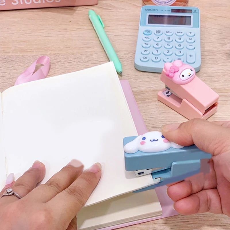 New Hello Kitty Mini Stapler Cinnamoroll My Melody Anime Cartoon Creative Small - £6.82 GBP
