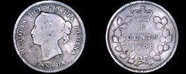 1900 Canada 5 Cent World Silver Coin - Canada - Victoria - $14.99