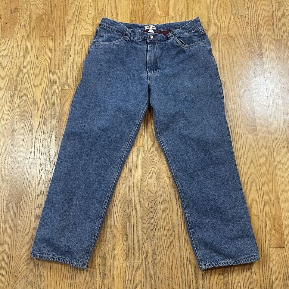 Woolrich Flannel Lined 39x30 Blue Jeans Heavy Quality Denim Warm Straight - $15.29