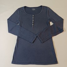 Time and Tru Womens Gray Cotton Blend Long Sleeve Shirt Solid Stretch Sz... - $10.39