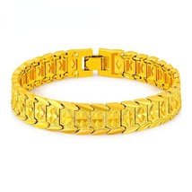 New 24K Gold Bracelet Plating Korean Gold 16MM8 Inch Men&#39;s Hip Hop Bracelet Jewe - £15.71 GBP