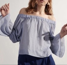 Club Monaco Off The Shoulder Blue Bell Sleeve Lightweight Top Size M - £16.44 GBP