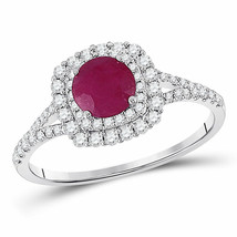 14kt White Gold Round Ruby Solitaire Bridal Wedding Engagement Ring 1-3/8 Ctw - £482.01 GBP