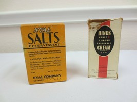 VINTAGE/ANTIQUE Nyal&#39;s Salts Laxative Advertising Hazel Atlas &amp; Hinds Cream - £15.98 GBP