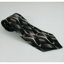 Pierre Cardin Black Tie With Brown &amp; Silver Beautiful Designs - £11.62 GBP