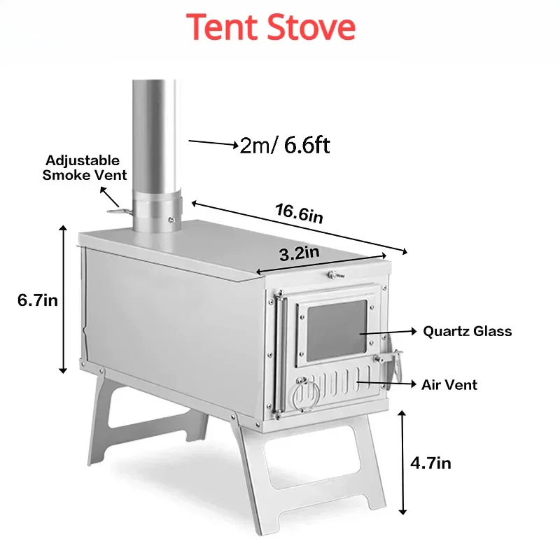New Style Hiking Tools Portable Tent Stove with Glass Wall Outdoor Hiking Wooden - £49.90 GBP+