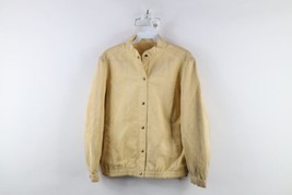 Vintage 60s Streetwear Womens Medium Distressed Ultra Suede Bomber Jacket Beige - $44.50