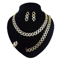 HUGS &amp; KISSES ice Miami Cuban box link necklace bracelet earrings ring...Ring... - $29.02