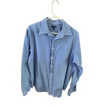 Croft and Barrow Mens Size Large L 16.5 17 36 Blue White Long Sleeve Shi... - $12.18 CAD