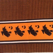 Halloween Dish Towel Cotton 29&quot; X 18.5&quot; Washable Orange Black Witch - £15.68 GBP