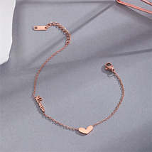 18K Rose Gold-Plated Heart &#39;Love&#39; Bracelet - £11.18 GBP