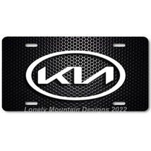 Kia New Logo Inspired Art White on Mesh FLAT Aluminum Novelty License Ta... - $17.99
