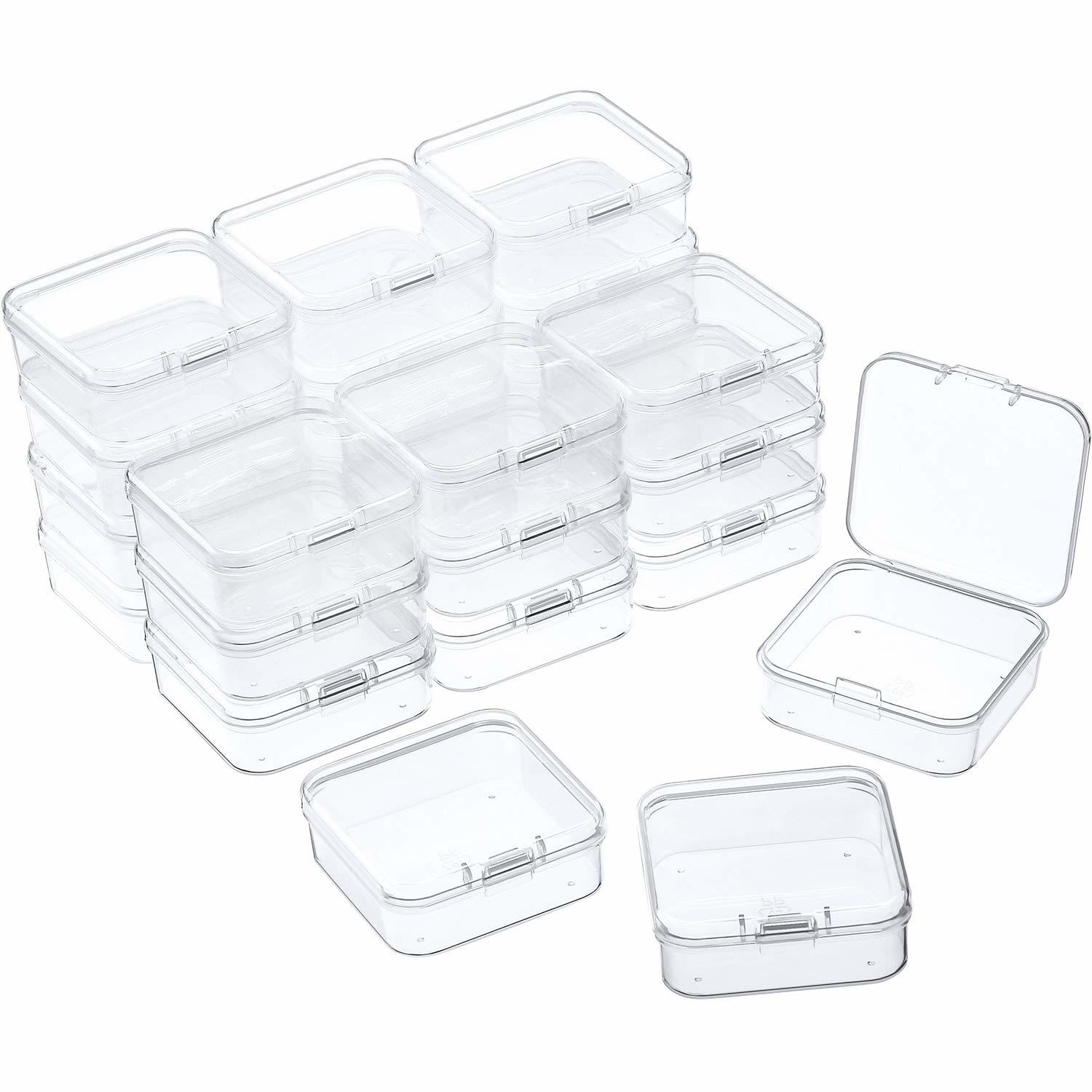 24 Packs Small Clear Plastic Beads Storage Containers Box With Hinged Lid For St - $25.99