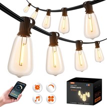 48Ft Smart Outdoor String Lights, Dimmable Patio Lights With 15 Waterpro... - £42.47 GBP