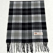 Winter Warm 100% Cashmere Scarf/Wrap Striped Tassel Plaid Black/White#10... - £15.67 GBP