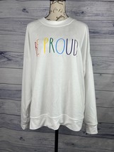 Rae Dunn Be Proud Sweatshirt Womens L White Rainbow Long Sleeve Soft Stretch - £9.91 GBP