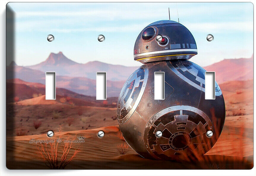 STAR WARS BB-8 DRON ROBOT BAD GUY 4 GANG LIGHT SWITCH PLATES FAN GIFT ROOM DECOR